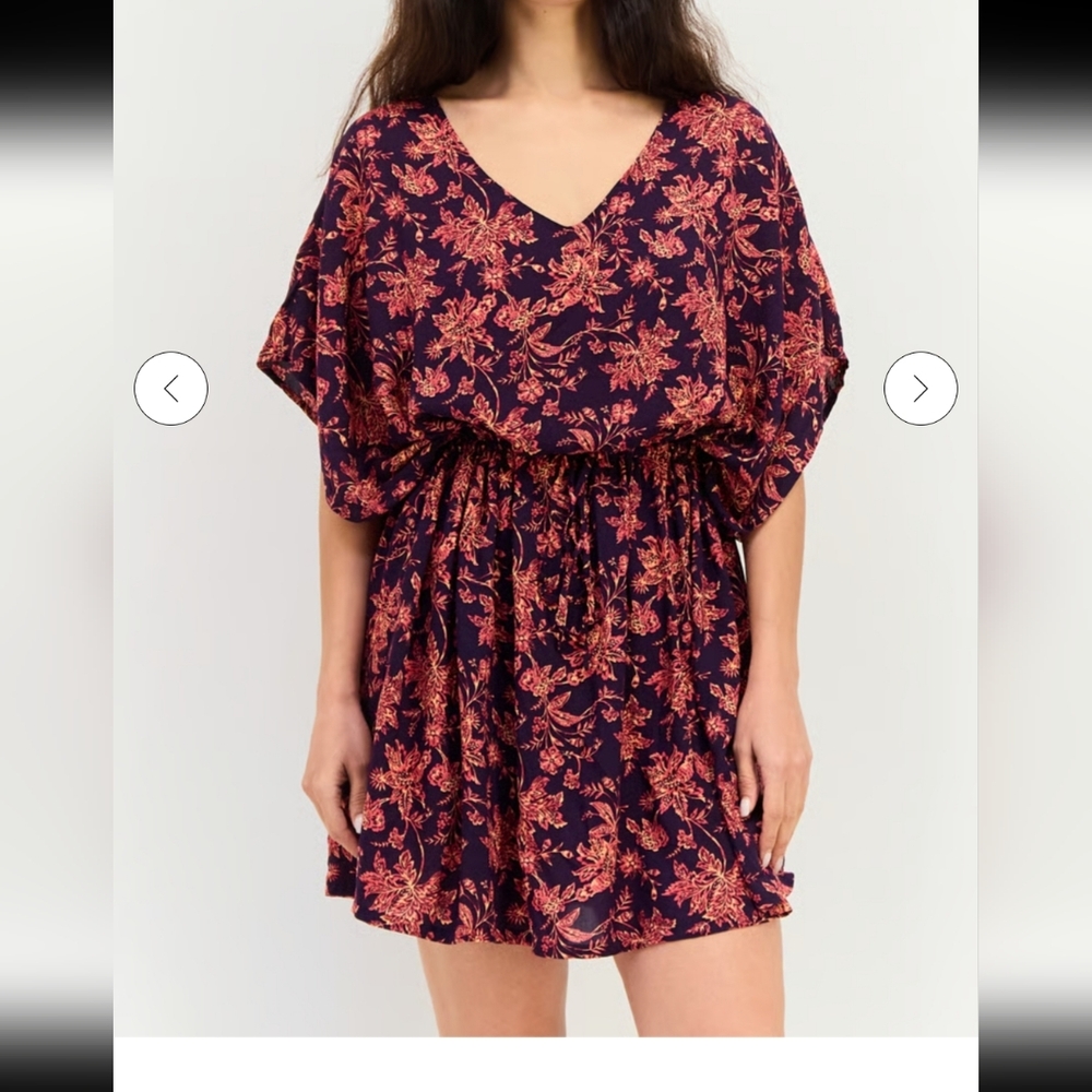 NWT Lands End Floral V-Neck Dress - Purple And Pink XL-XXL